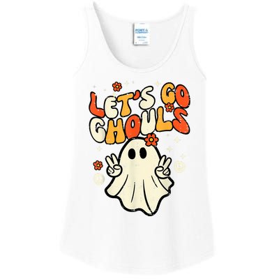 Halloween Lets Go Ghouls Ghost Retro Costume Women Girl Ladies Essential Tank