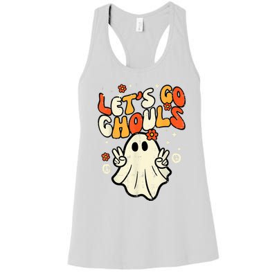 Halloween Lets Go Ghouls Ghost Retro Costume Women Girl Women's Racerback Tank