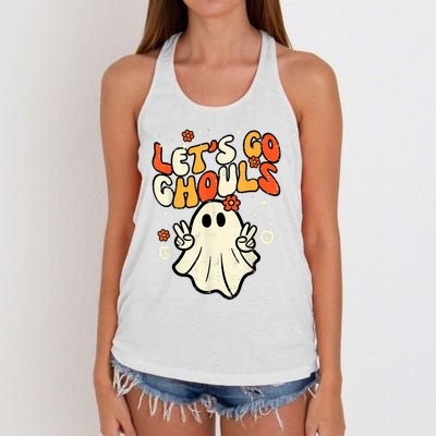 Halloween Lets Go Ghouls Ghost Retro Costume Women Girl Women's Knotted Racerback Tank