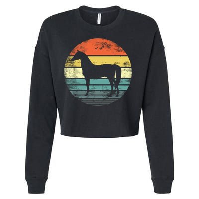 Horse Lover Gifts Horseback Riding Equestrian Retro Vintage Cropped Pullover Crew