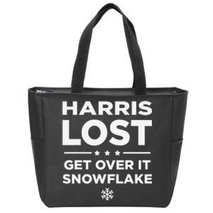 Harris Lost Get Over It Snowflake Trump Win Won Zip Tote Bag