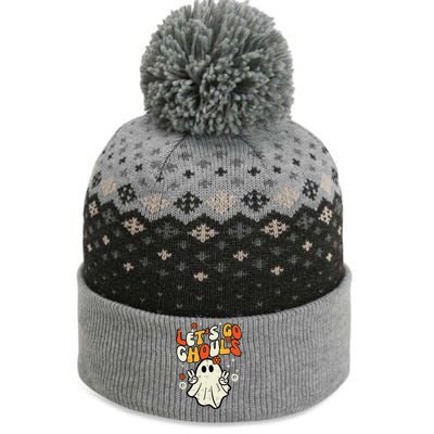 Halloween Lets Go Ghouls Ghost Retro The Baniff Cuffed Pom Beanie