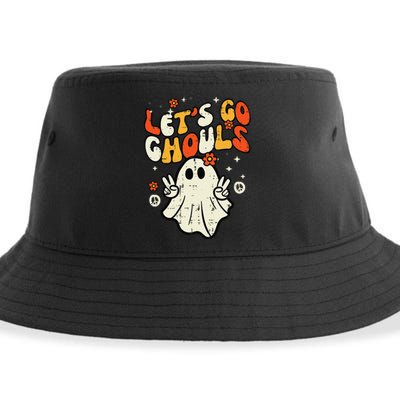 Halloween Lets Go Ghouls Ghost Retro Sustainable Bucket Hat