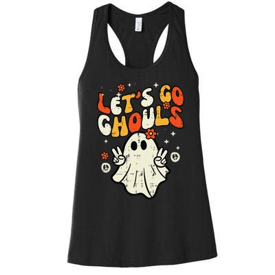 Halloween Lets Go Ghouls Ghost Retro Women's Racerback Tank