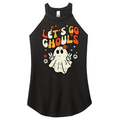 Halloween Lets Go Ghouls Ghost Retro Women’s Perfect Tri Rocker Tank