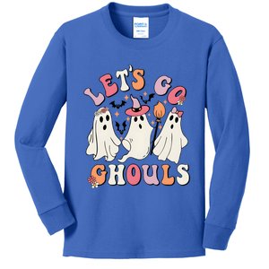 Halloween Lets Go Ghouls Fall Spooky Ghost Pumpkin Gift Kids Long Sleeve Shirt