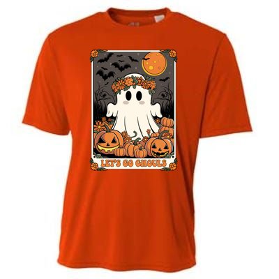 Halloween Lets Go Ghouls Ghost Retro Costume Tarot Card Gift Cooling Performance Crew T-Shirt