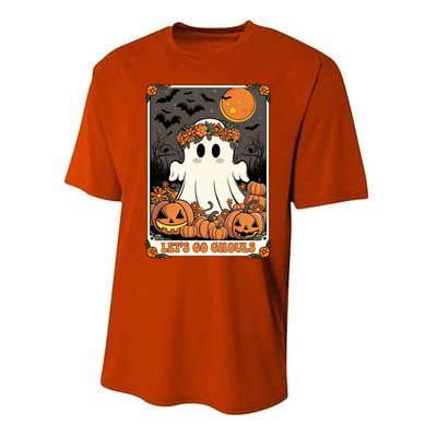 Halloween Lets Go Ghouls Ghost Retro Costume Tarot Card Gift Performance Sprint T-Shirt