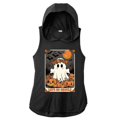 Halloween Lets Go Ghouls Ghost Retro Costume Tarot Card Gift Ladies PosiCharge Tri-Blend Wicking Draft Hoodie Tank