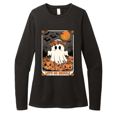 Halloween Lets Go Ghouls Ghost Retro Costume Tarot Card Gift Womens CVC Long Sleeve Shirt