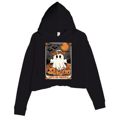 Halloween Lets Go Ghouls Ghost Retro Costume Tarot Card Gift Crop Fleece Hoodie