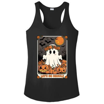 Halloween Lets Go Ghouls Ghost Retro Costume Tarot Card Gift Ladies PosiCharge Competitor Racerback Tank