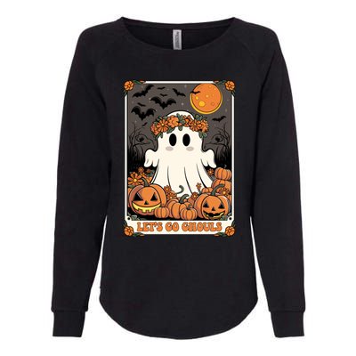 Halloween Lets Go Ghouls Ghost Retro Costume Tarot Card Gift Womens California Wash Sweatshirt