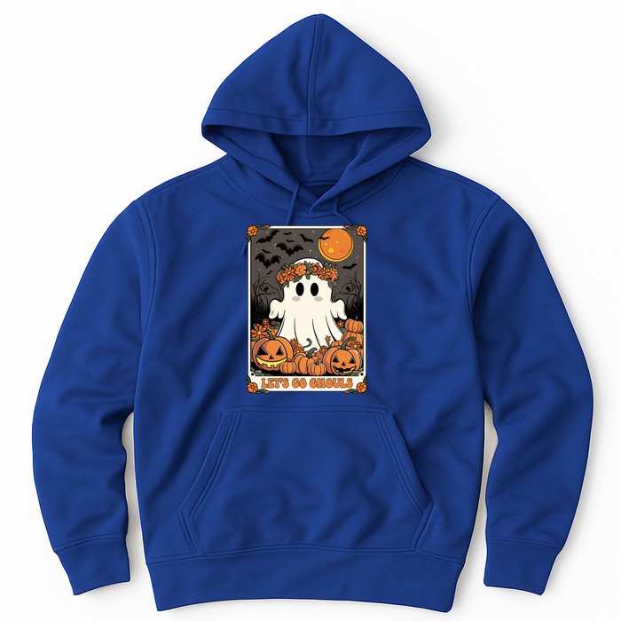 Halloween Lets Go Ghouls Ghost Retro Costume Tarot Card Gift Hoodie