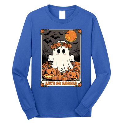 Halloween Lets Go Ghouls Ghost Retro Costume Tarot Card Gift Long Sleeve Shirt