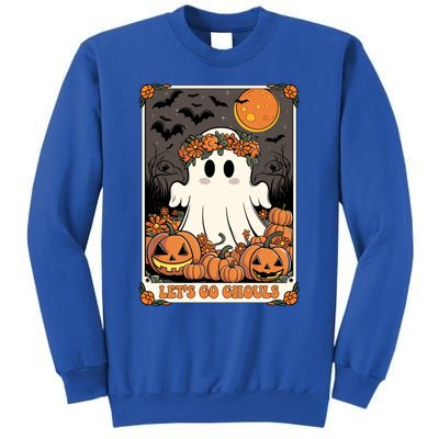 Halloween Lets Go Ghouls Ghost Retro Costume Tarot Card Gift Sweatshirt