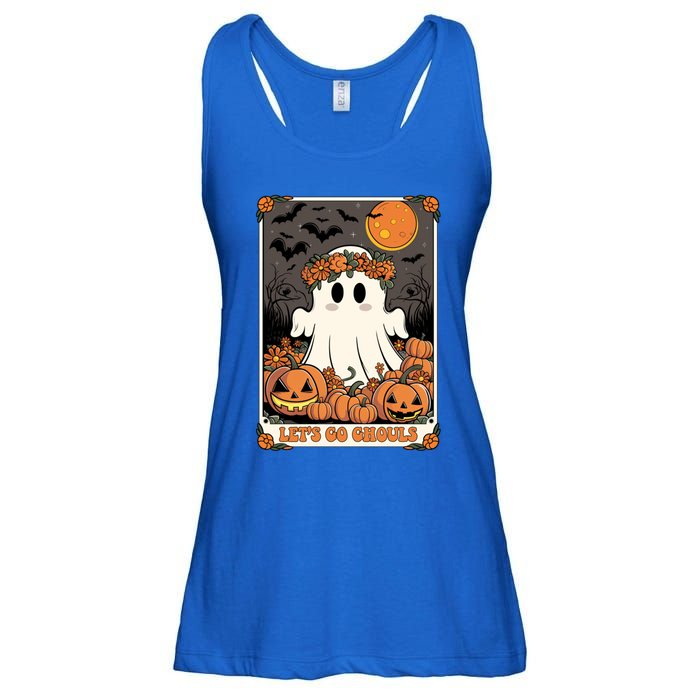 Halloween Lets Go Ghouls Ghost Retro Costume Tarot Card Gift Ladies Essential Flowy Tank