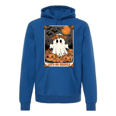 Halloween Lets Go Ghouls Ghost Retro Costume Tarot Card Gift Premium Hoodie