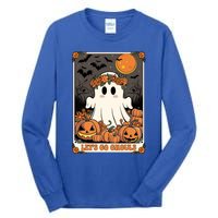 Halloween Lets Go Ghouls Ghost Retro Costume Tarot Card Gift Tall Long Sleeve T-Shirt