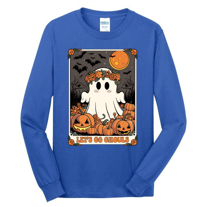 Halloween Lets Go Ghouls Ghost Retro Costume Tarot Card Gift Tall Long Sleeve T-Shirt