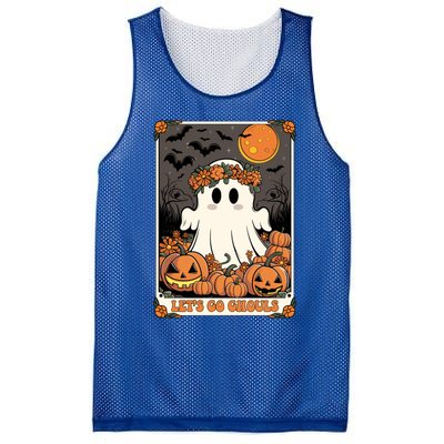 Halloween Lets Go Ghouls Ghost Retro Costume Tarot Card Gift Mesh Reversible Basketball Jersey Tank