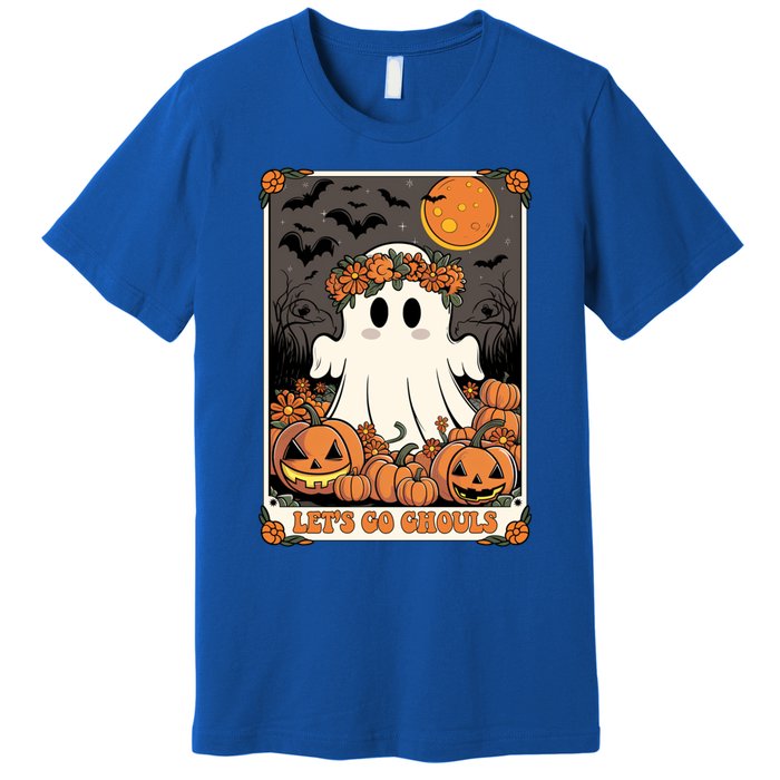 Halloween Lets Go Ghouls Ghost Retro Costume Tarot Card Gift Premium T-Shirt