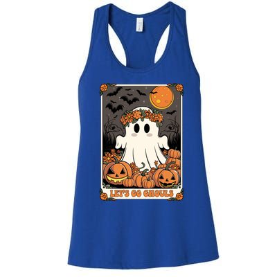 Halloween Lets Go Ghouls Ghost Retro Costume Tarot Card Gift Women's Racerback Tank