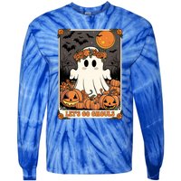 Halloween Lets Go Ghouls Ghost Retro Costume Tarot Card Gift Tie-Dye Long Sleeve Shirt