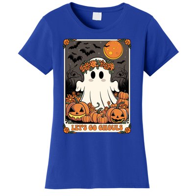 Halloween Lets Go Ghouls Ghost Retro Costume Tarot Card Gift Women's T-Shirt