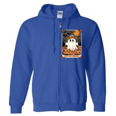 Halloween Lets Go Ghouls Ghost Retro Costume Tarot Card Gift Full Zip Hoodie