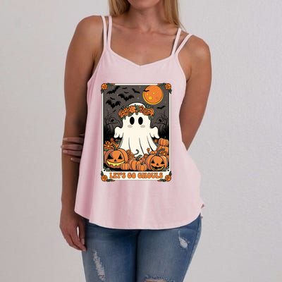 Halloween Lets Go Ghouls Ghost Retro Costume Tarot Card Gift Women's Strappy Tank