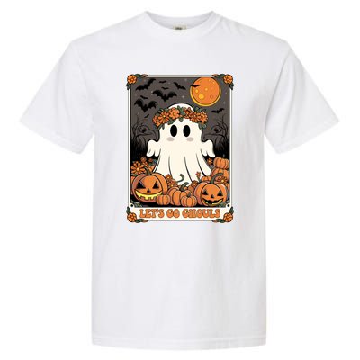 Halloween Lets Go Ghouls Ghost Retro Costume Tarot Card Gift Garment-Dyed Heavyweight T-Shirt