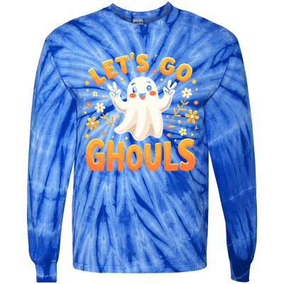 Halloween LetS Go Ghouls Ghost Retro Costume Great Gift Tie-Dye Long Sleeve Shirt