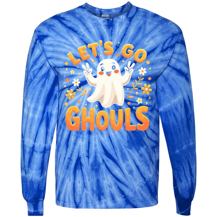 Halloween LetS Go Ghouls Ghost Retro Costume Great Gift Tie-Dye Long Sleeve Shirt