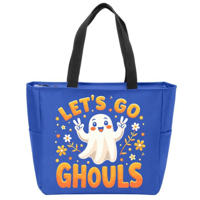 Halloween LetS Go Ghouls Ghost Retro Costume Great Gift Zip Tote Bag