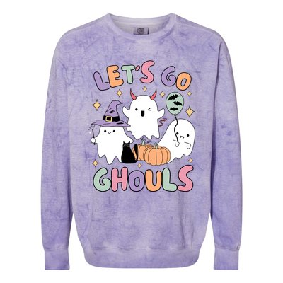 Halloween Let’S Go Ghouls Funny Spooky Ghost Gift Colorblast Crewneck Sweatshirt