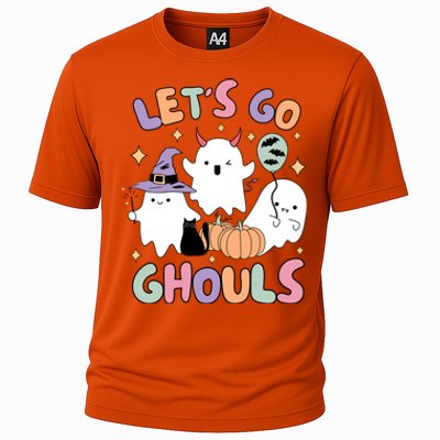 Halloween Let’S Go Ghouls Funny Spooky Ghost Gift Cooling Performance Crew T-Shirt