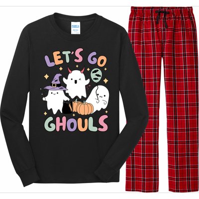 Halloween Let’S Go Ghouls Funny Spooky Ghost Gift Long Sleeve Pajama Set