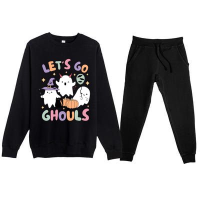 Halloween Let’S Go Ghouls Funny Spooky Ghost Gift Premium Crewneck Sweatsuit Set