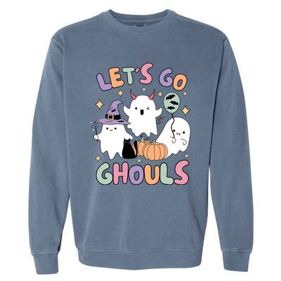 Halloween Let’S Go Ghouls Funny Spooky Ghost Gift Garment-Dyed Sweatshirt