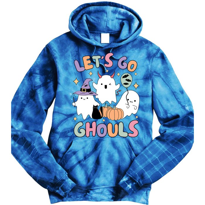 Halloween Let’S Go Ghouls Funny Spooky Ghost Gift Tie Dye Hoodie