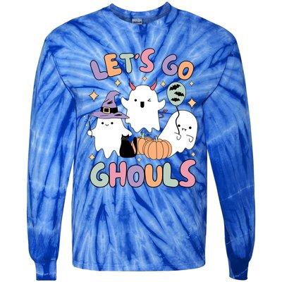 Halloween Let’S Go Ghouls Funny Spooky Ghost Gift Tie-Dye Long Sleeve Shirt