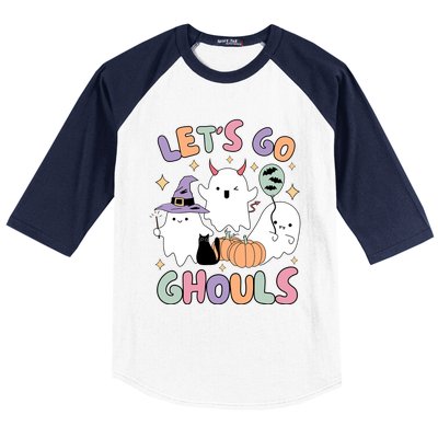 Halloween Let’S Go Ghouls Funny Spooky Ghost Gift Baseball Sleeve Shirt