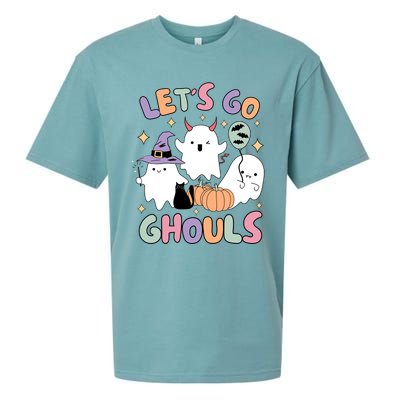 Halloween Let’S Go Ghouls Funny Spooky Ghost Gift Sueded Cloud Jersey T-Shirt