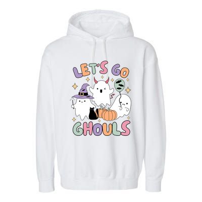 Halloween Let’S Go Ghouls Funny Spooky Ghost Gift Garment-Dyed Fleece Hoodie