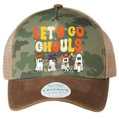 Halloween LetS Go Ghouls Ghost Retro Costume Gift Legacy Tie Dye Trucker Hat