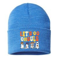 Halloween LetS Go Ghouls Ghost Retro Costume Gift Sustainable Knit Beanie