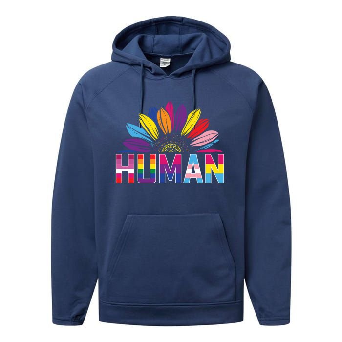 Human Lgbtq Gift Performance Fleece Hoodie