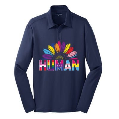 Human Lgbtq Gift Silk Touch Performance Long Sleeve Polo