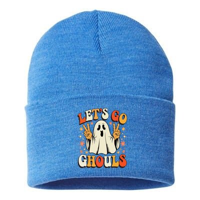 Halloween Lets Go Ghouls Ghost Retro Costume Gift Sustainable Knit Beanie